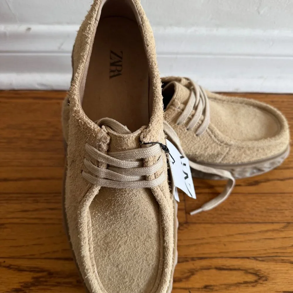 ZARA - TEXTURED SOLE LEATHER SHOE. Size 8 /EUR 41